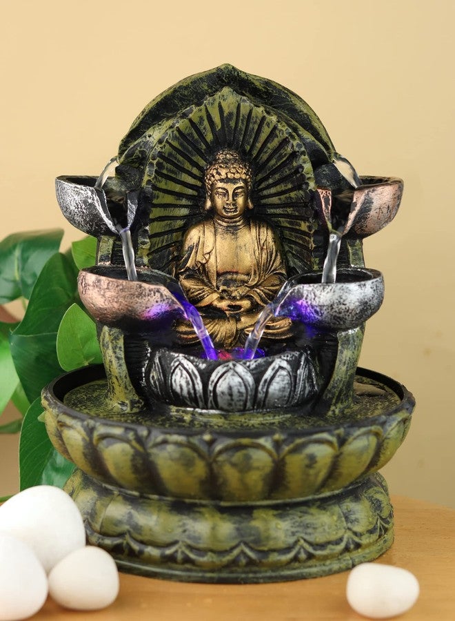 VIVARS Resin Lord Buddha Tabletop Waterfall Fountain Fengshui Indoor Decoration Zen Fountain For Home Office Bedroom Decor Multicolour - Image 1